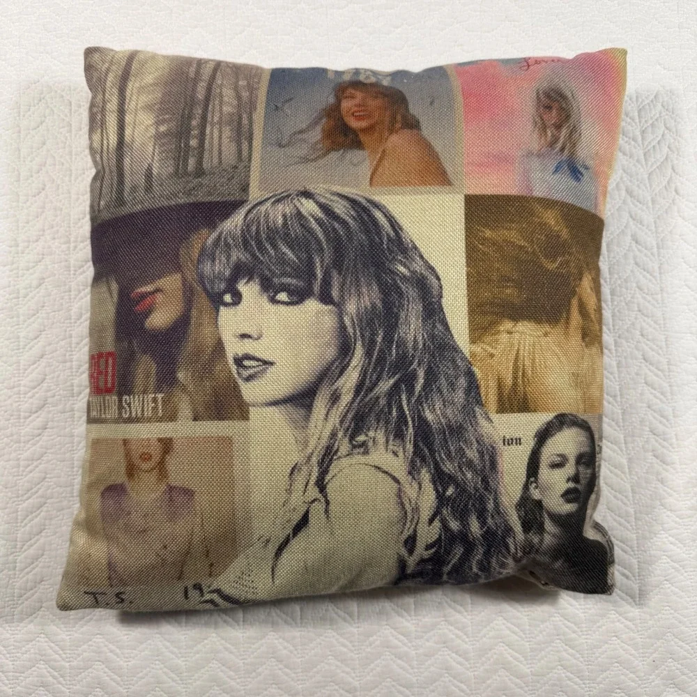 Taylor Swift Red Album Collage Throw‎ Pillow Decorative Square Removable Case